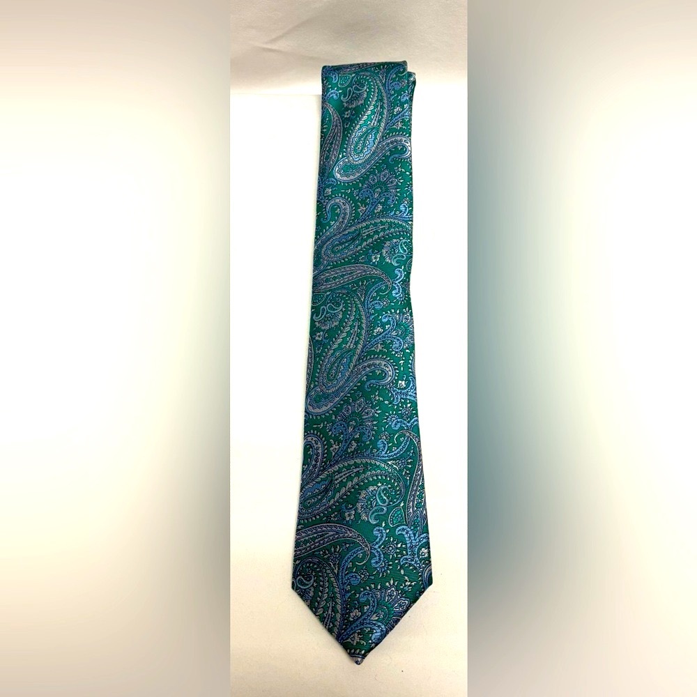 Charter Club Zachary Paisley Tie in Green and Blue NWT • Free Shipping